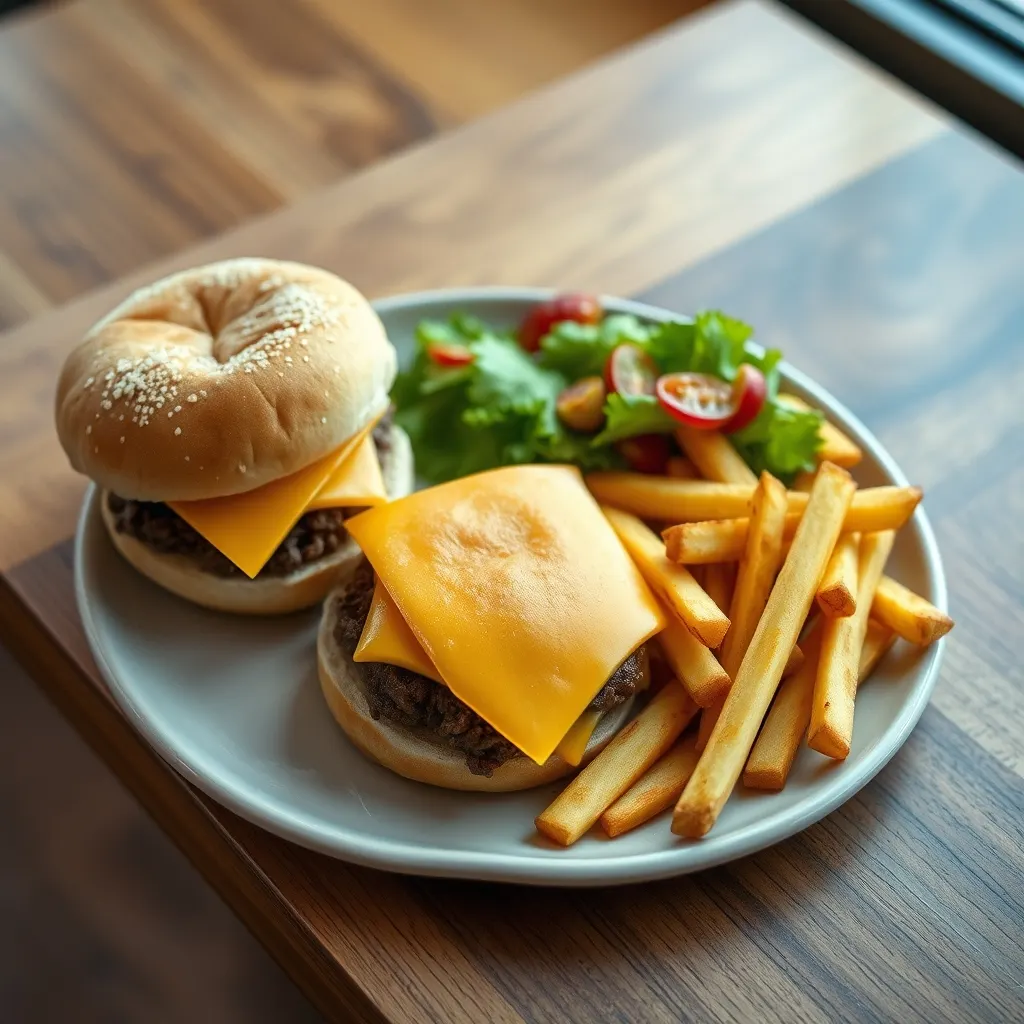 AI-generated illustration of Smash Burgers with Oven Fries