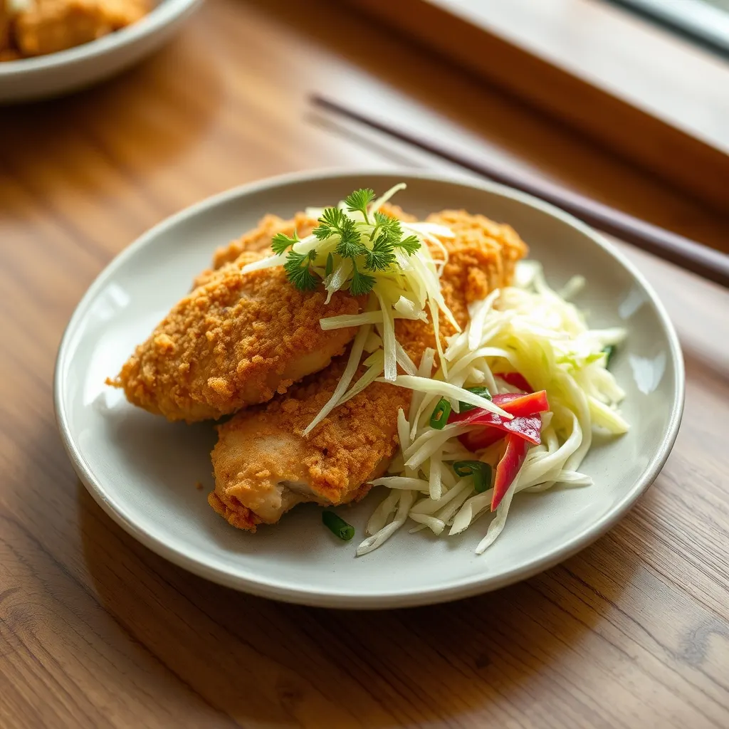 AI-generated illustration of Chicken Katsu with Shredded Cabbage