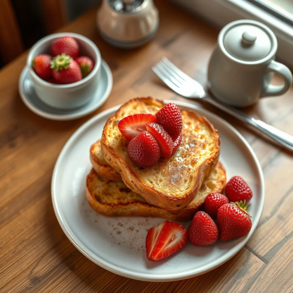 AI-generated illustration of French Toast with Macerated Strawberries