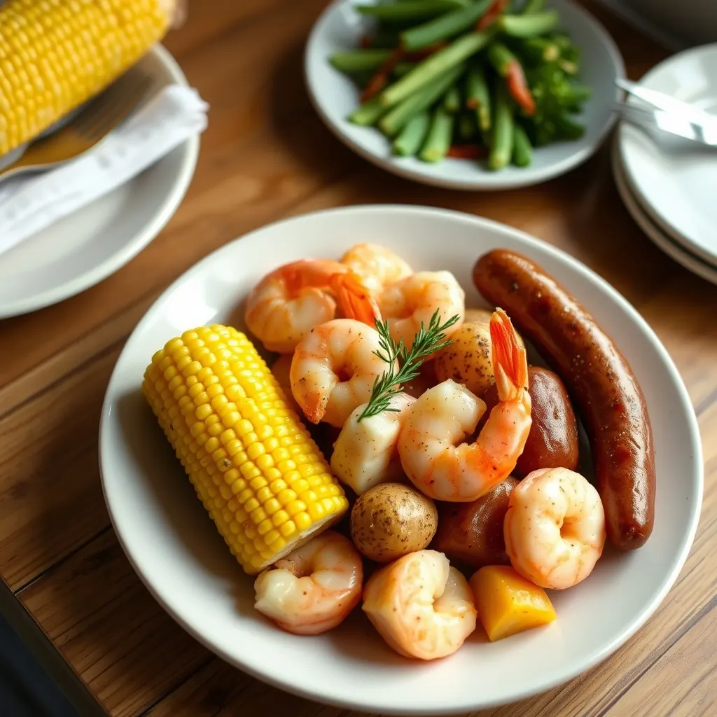 AI-generated illustration of Shrimp Boil with Corn and Potatoes