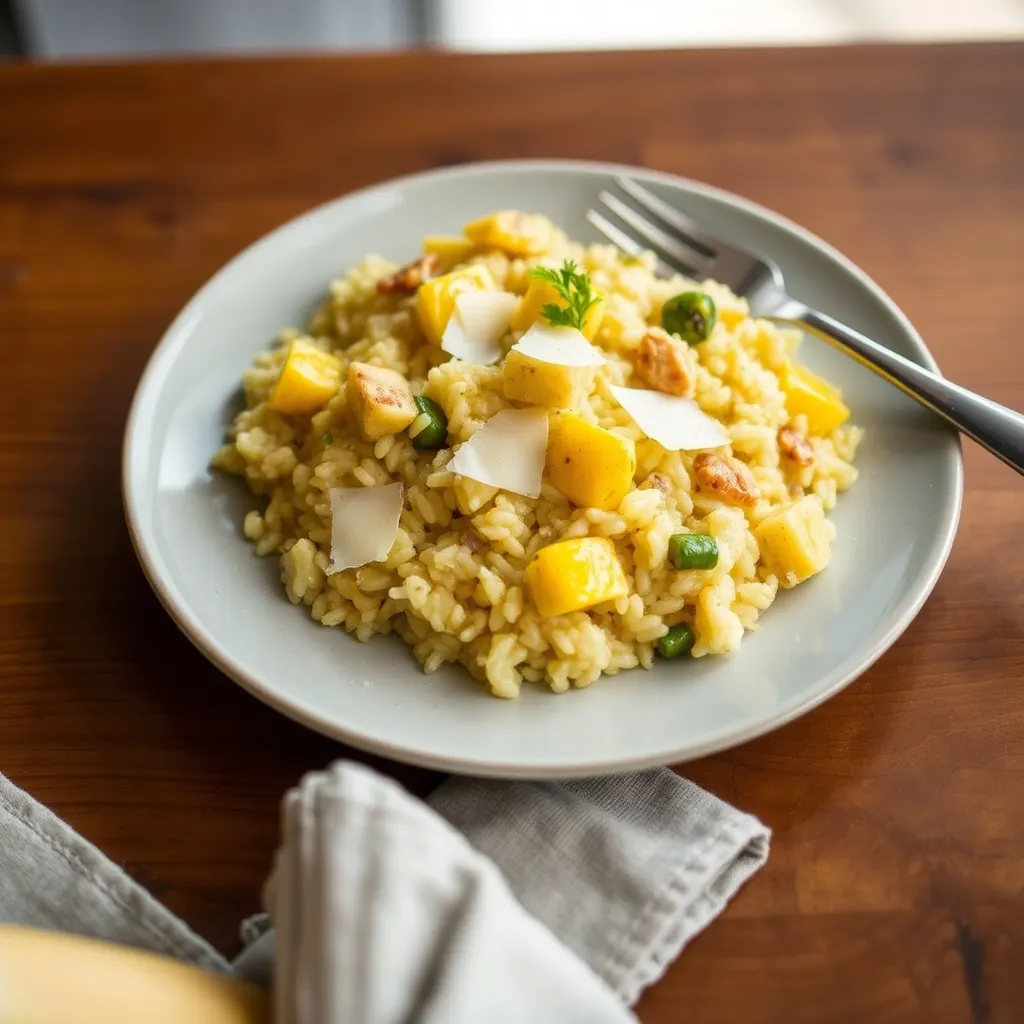 AI-generated illustration of Summer Squash Risotto with Parmesan
