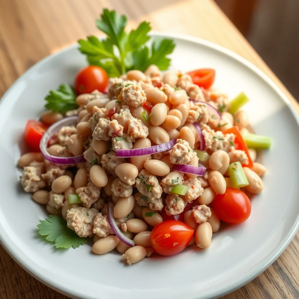 AI-generated illustration of Tuna and White Bean Salad