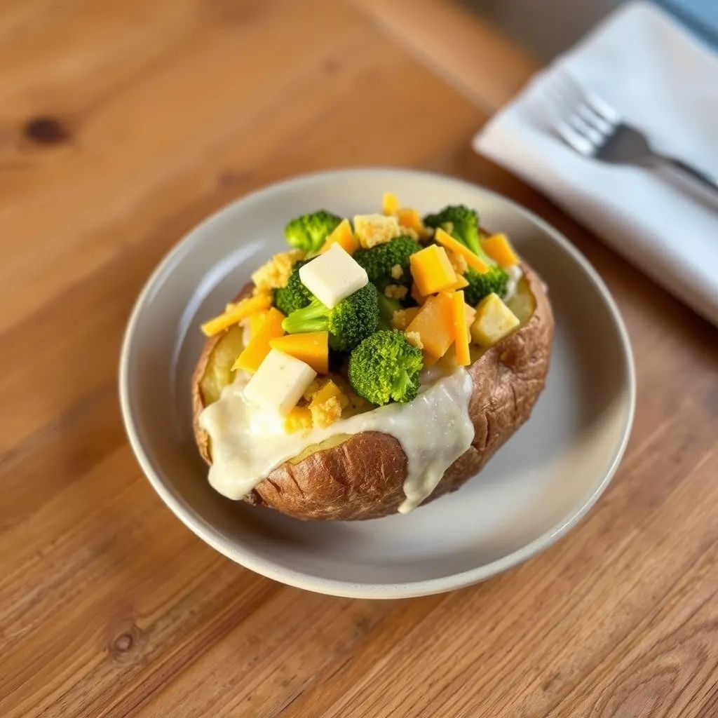 AI-generated illustration of Loaded Baked Potato with Broccoli and Cheddar