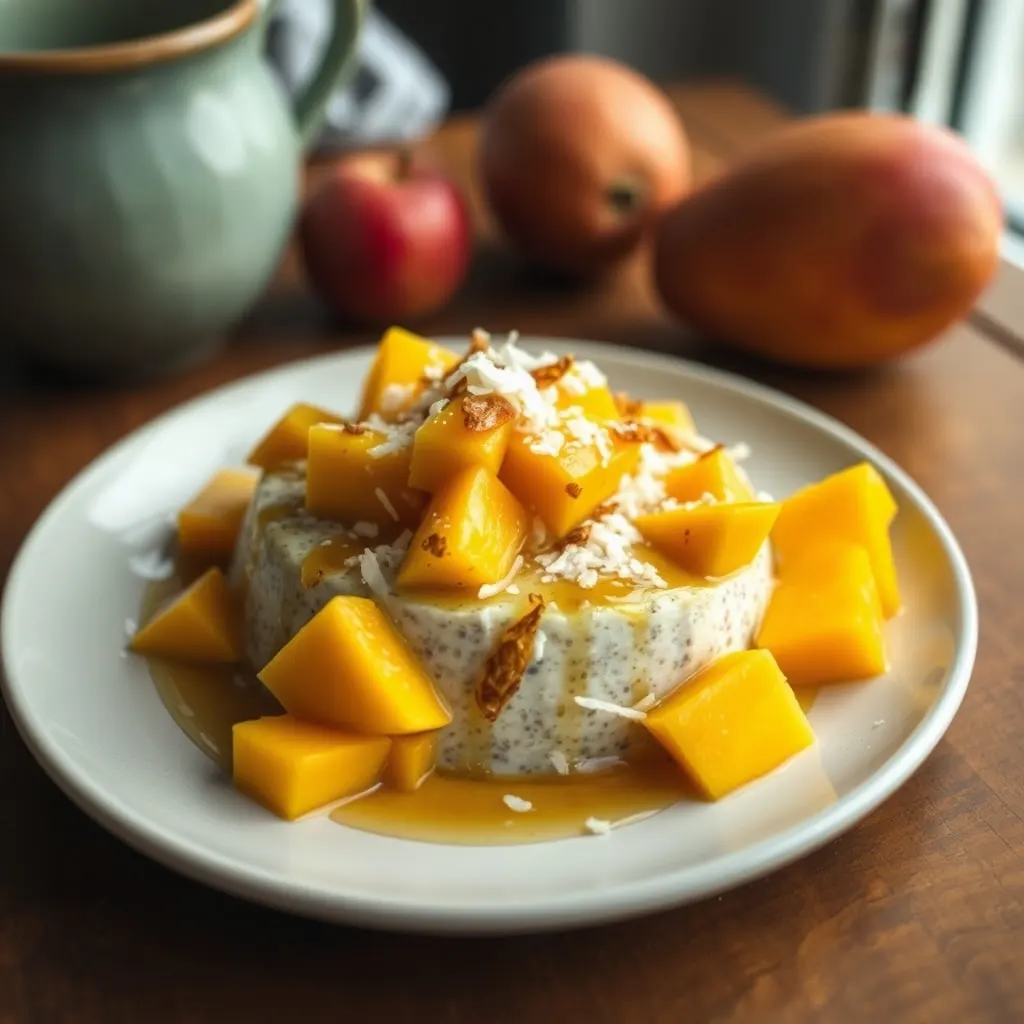 AI-generated illustration of Mango Chia Pudding with Toasted Coconut