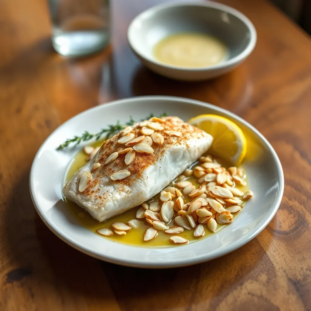 AI-generated illustration of Pan-Seared Trout with Brown Butter and Almonds