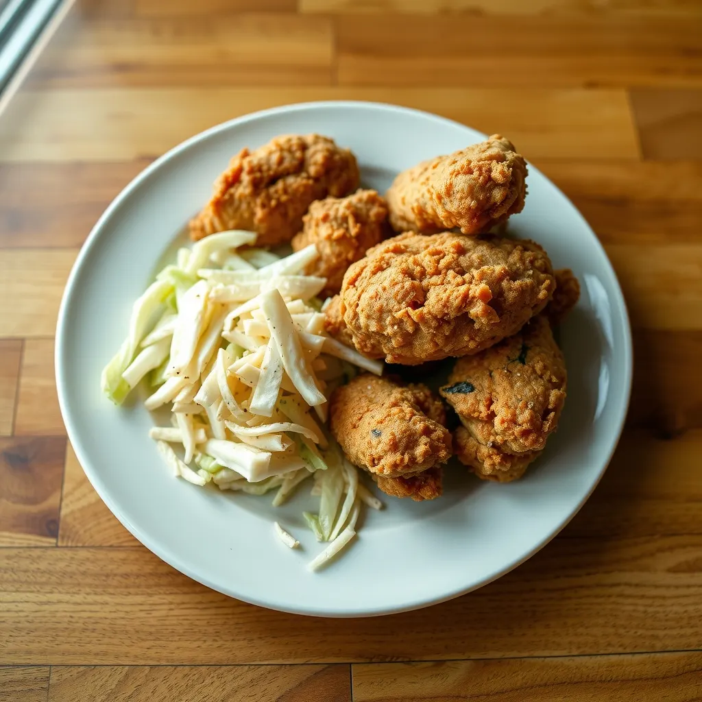 AI-generated illustration of Buttermilk Fried Chicken with Slaw