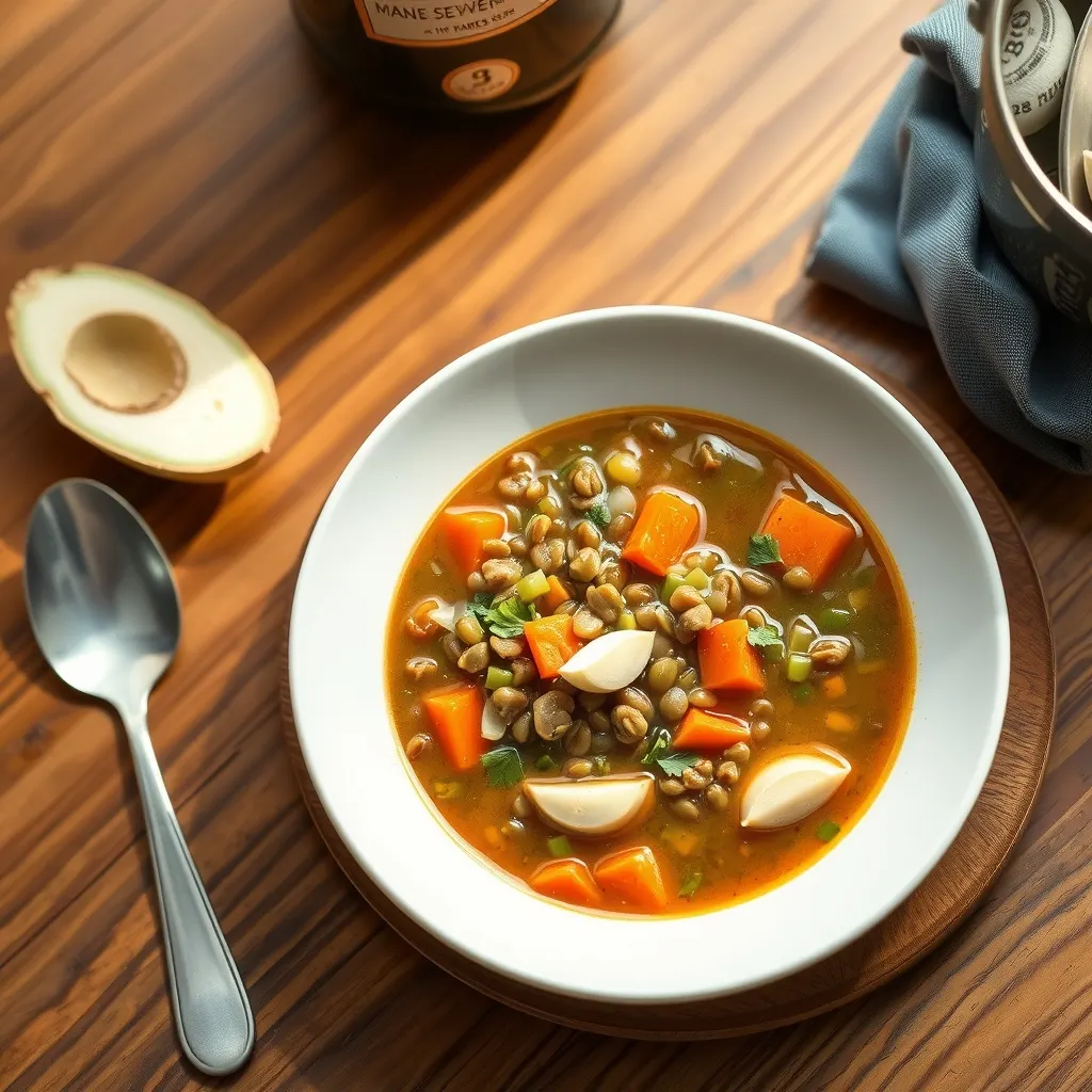 AI-generated illustration of Lentil and Vegetable Soup