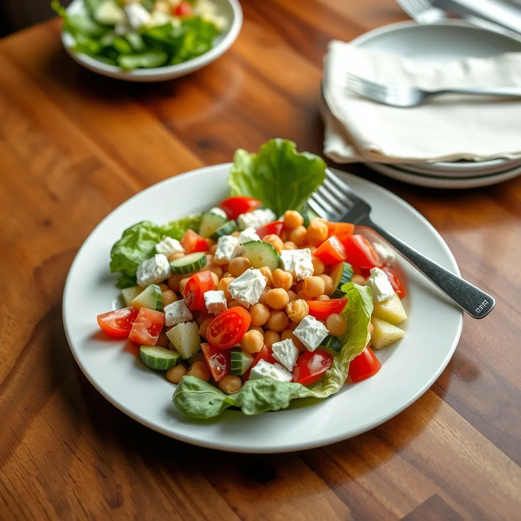 AI-generated illustration of Chopped Salad with Chickpeas and Feta