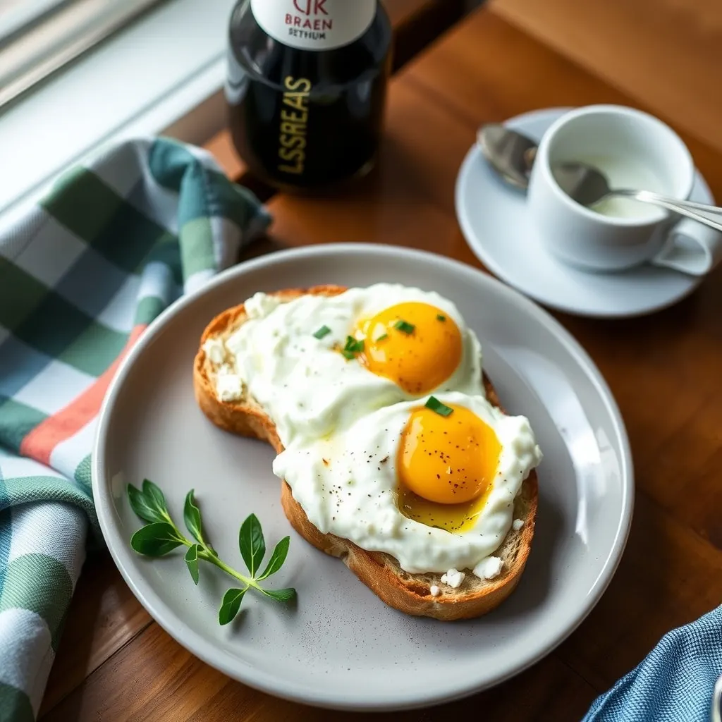AI-generated illustration of Whipped Feta Toast with Jammy Eggs