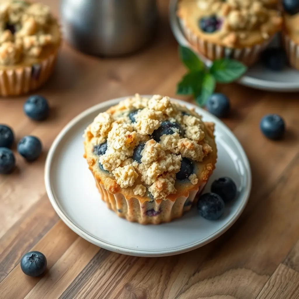AI-generated illustration of Blueberry Crumb Muffins