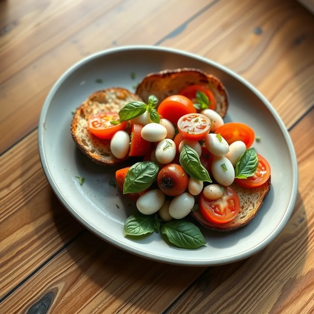AI-generated illustration of Tomato Panzanella with White Beans and Basil