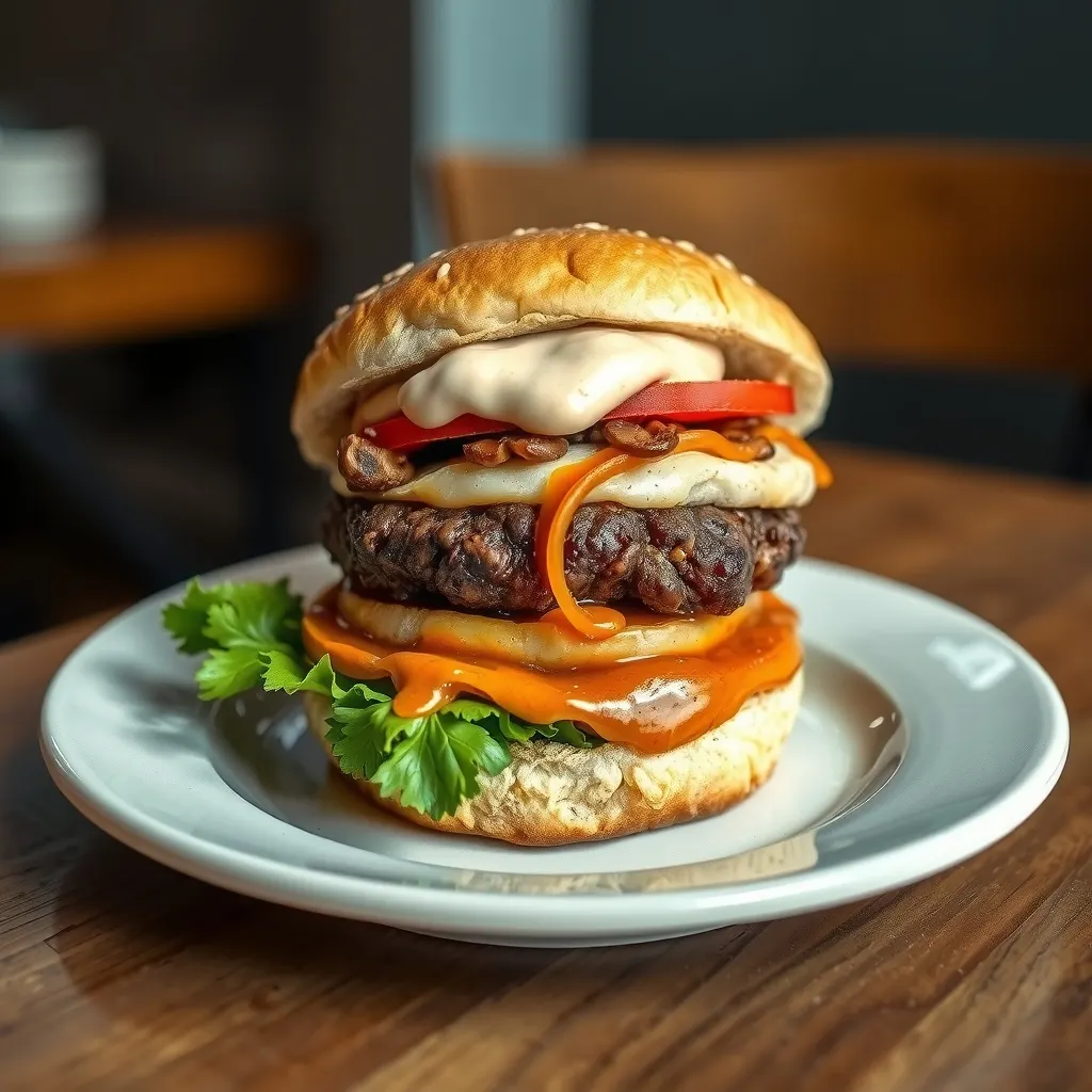 AI-generated illustration of Black Bean Burger with Chipotle Mayo