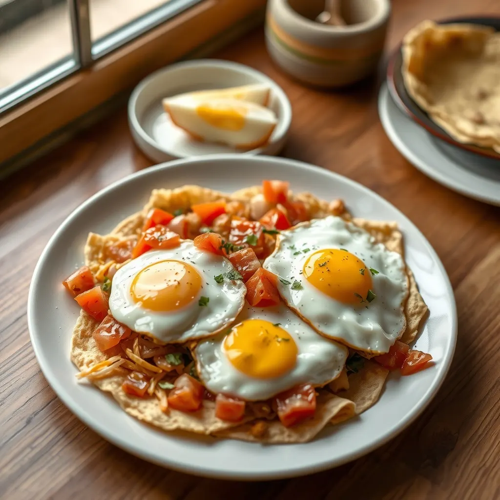 AI-generated illustration of Chilaquiles with Fried Eggs
