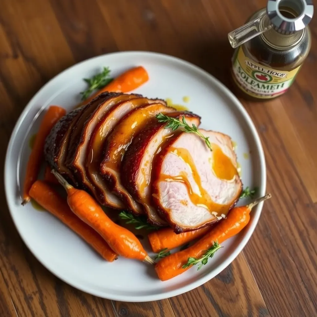AI-generated illustration of Maple-Glazed Baked Ham with Roasted Carrots