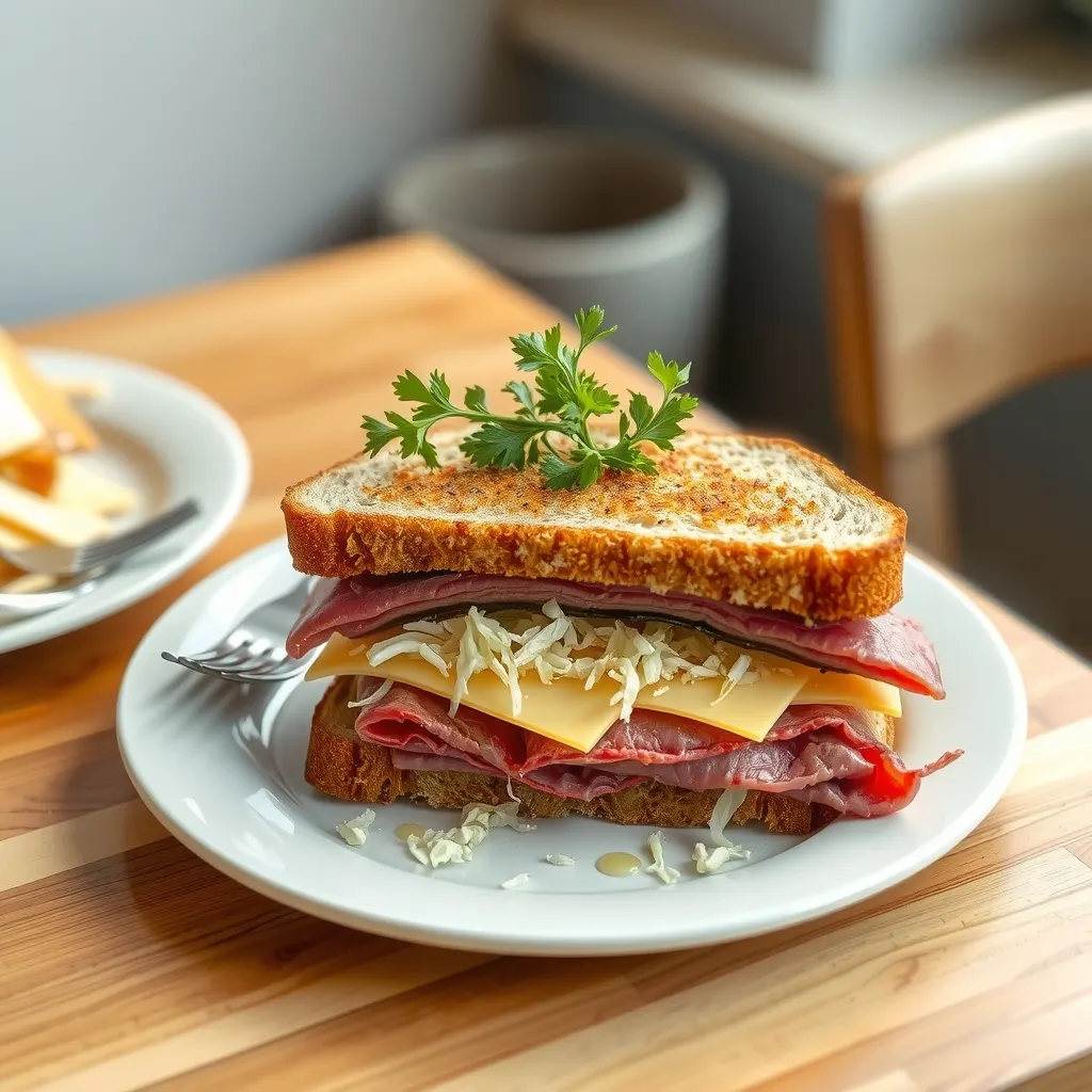 AI-generated illustration of Reuben Sandwich with Sauerkraut
