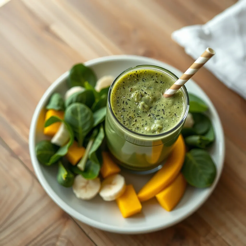 AI-generated illustration of Mango and Spinach Green Smoothie