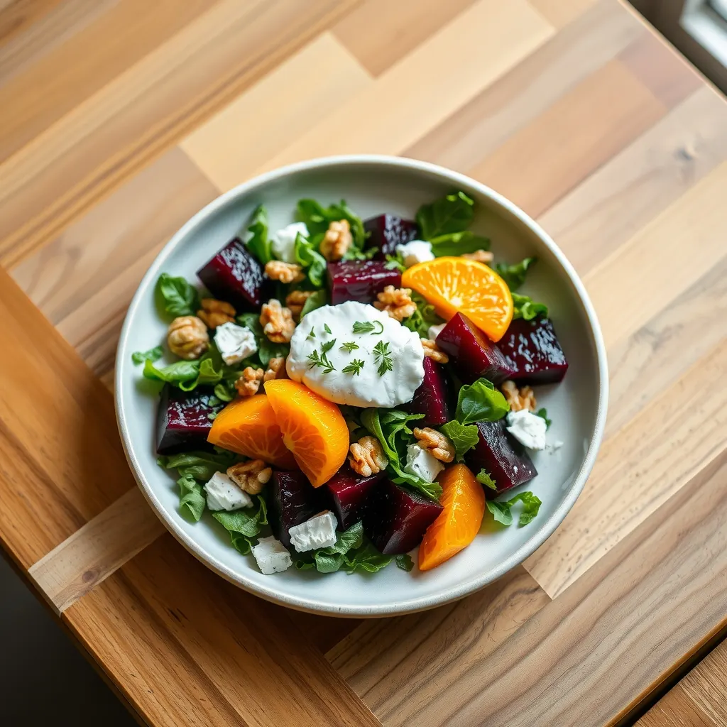 AI-generated illustration of Roasted Beet, Orange and Goat Cheese Salad